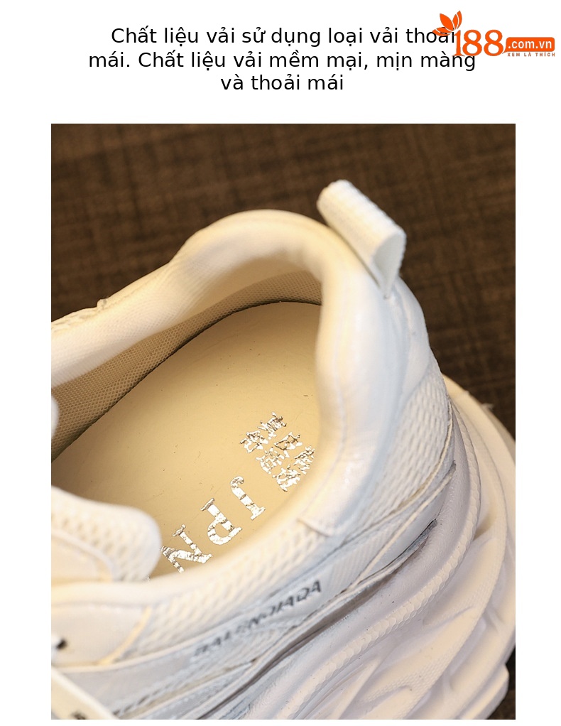 Giày sneaker nữ đế dày chunky lưới thoáng khí tăng chiều cao — màu be chi tiết 7