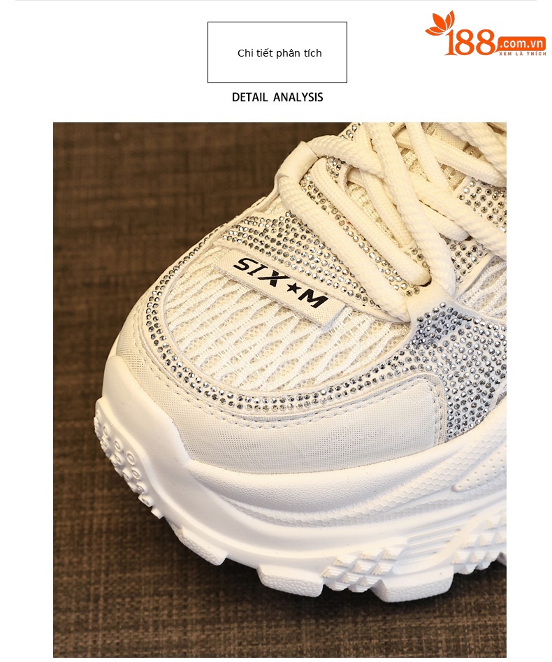 Giày sneaker nữ chunky đế dày lưới thoáng khí — màu be chi tiết 6