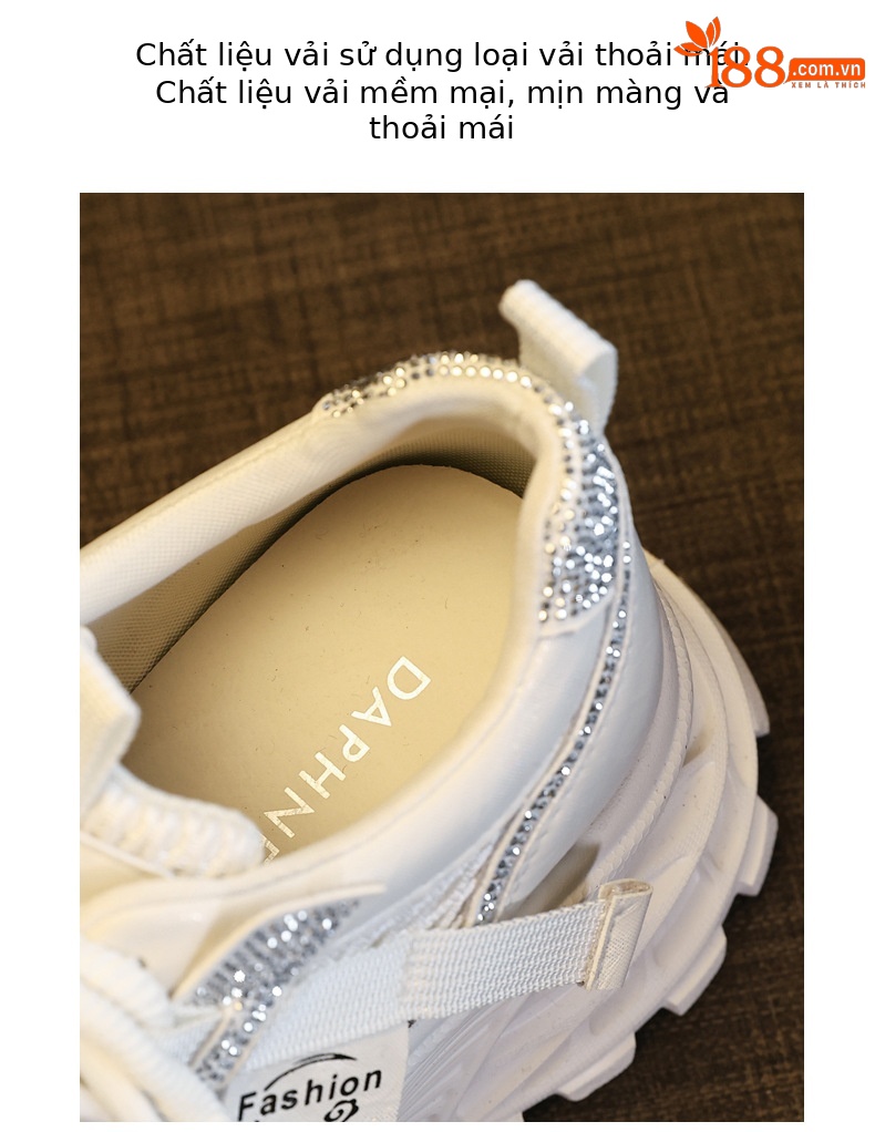 Giày sneaker nữ chunky đế dày lưới thoáng khí — màu be chi tiết 7