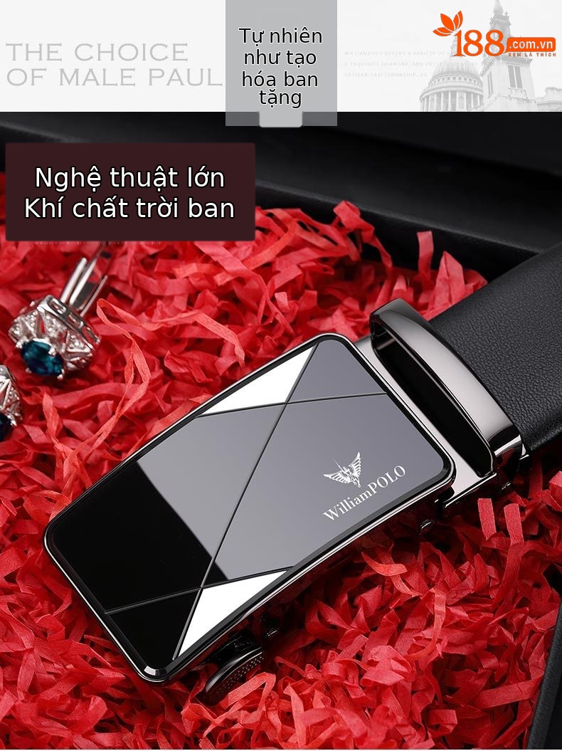 Thắt lưng nam da bò cao cấp khóa tự động phong cách Hàn Quốc — 120cm, 130cm, 110cm, 125cm chi tiết 3
