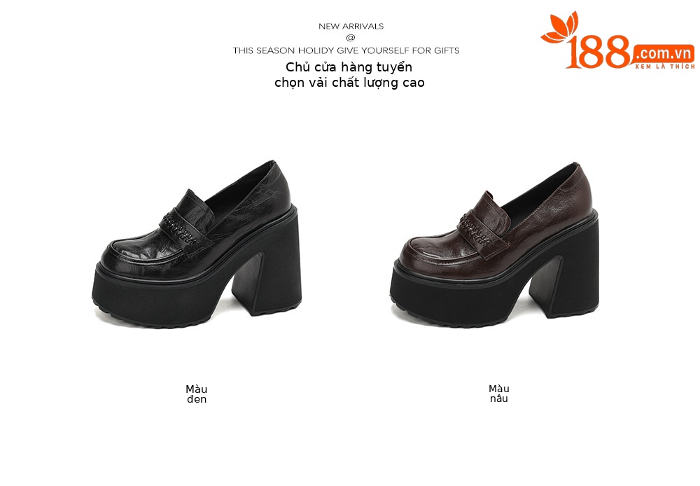 Giày loafer nữ đế dày da cừu non phong cách JK — màu nâu chi tiết 4
