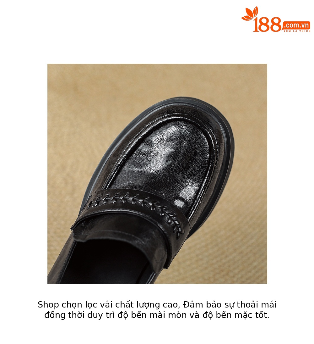 Giày loafer nữ đế dày da cừu non phong cách JK — màu nâu chi tiết 18