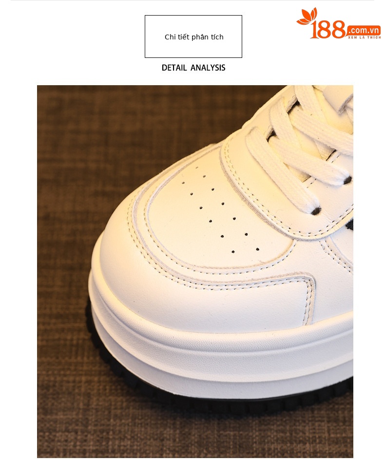 Giày sneaker nữ chunky đế dày phong cách Hàn Quốc, tăng chiều cao, màu trắng basic — màu trắng chi tiết 7