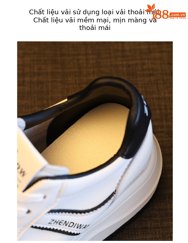 Giày sneaker nữ chunky đế dày phong cách Hàn Quốc, tăng chiều cao, màu trắng basic — màu trắng chi tiết 8