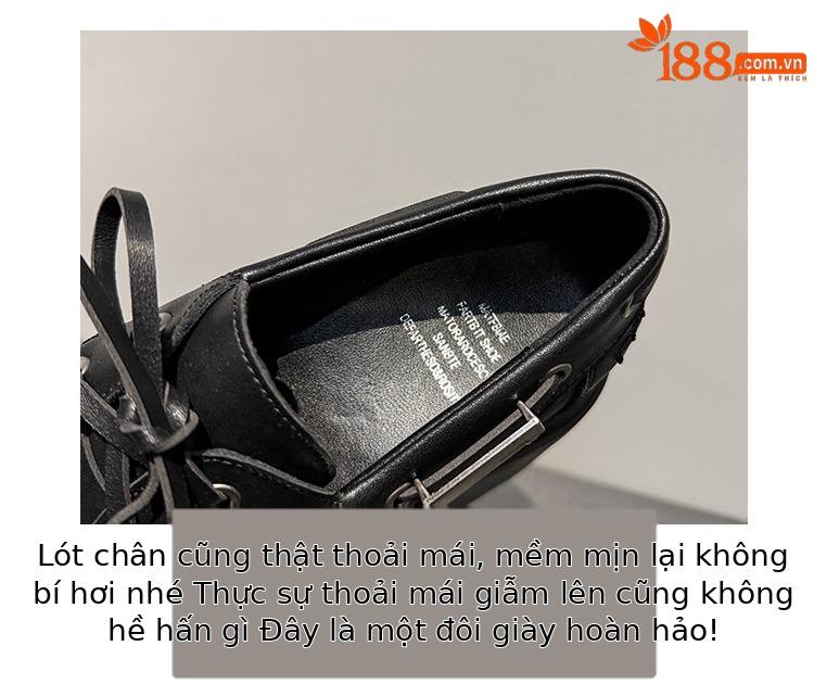 Giày loafer nữ đế xuồng platform dây buộc phong cách Anh quốc – mũi sâu, da bóng, gót 5 cm — Đen (bóng), Đen (mờ) chi tiết 3
