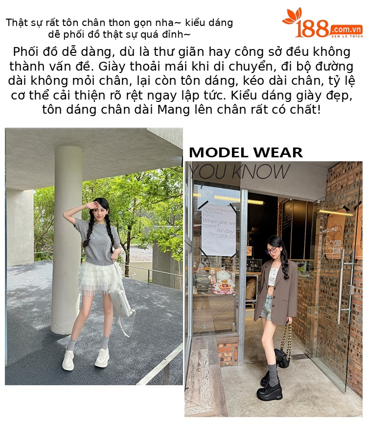 Giày cao gót nữ đế xuồng platform da thật mũi tròn buộc dây — màu đen chi tiết 2