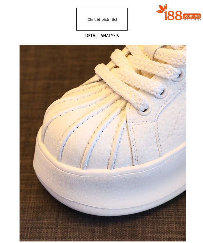 Giày sneaker nữ đế dày tăng chiều cao phong cách thời trang đa năng — màu trắng chi tiết 5