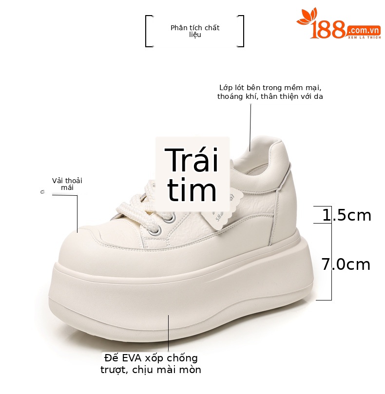 Giày sneaker nữ đế dày tăng chiều cao siêu nhẹ phong cách thể thao — màu trắng chi tiết 2