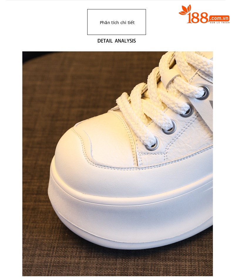Giày sneaker nữ đế dày tăng chiều cao siêu nhẹ phong cách thể thao — màu trắng chi tiết 5