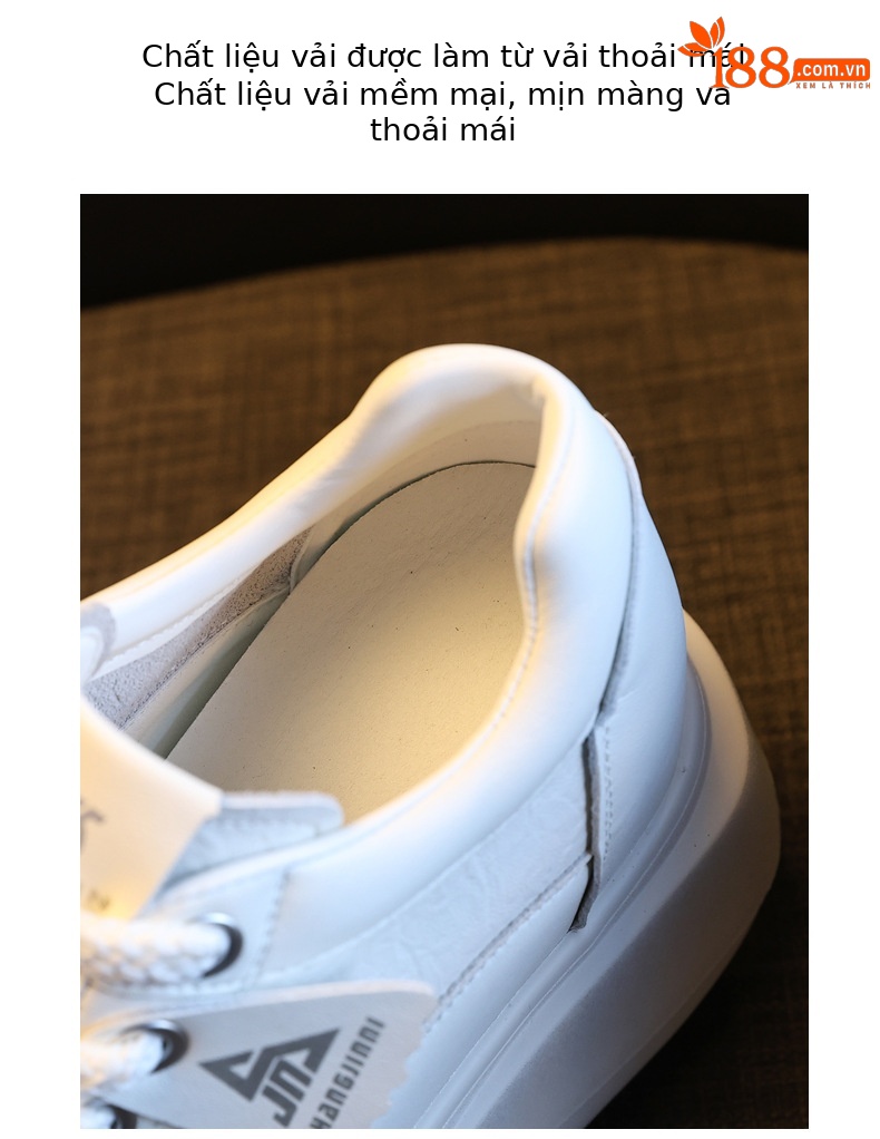 Giày sneaker nữ đế dày tăng chiều cao siêu nhẹ phong cách thể thao — màu trắng chi tiết 6