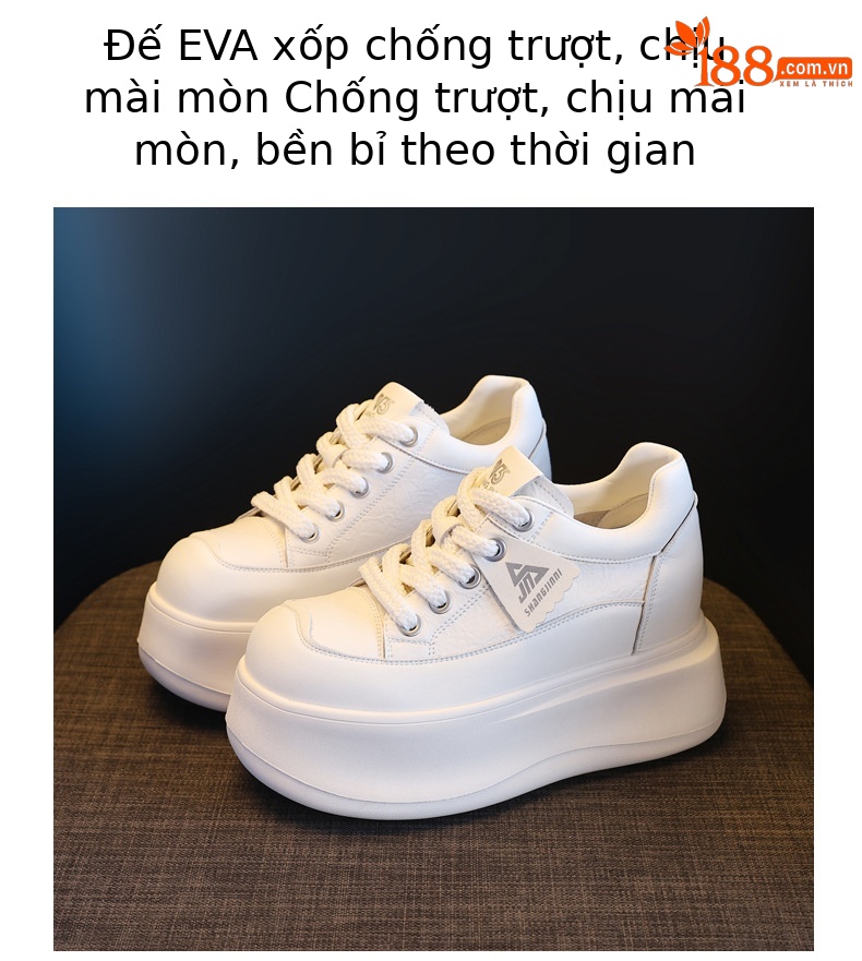 Giày sneaker nữ đế dày tăng chiều cao siêu nhẹ phong cách thể thao — màu trắng chi tiết 8