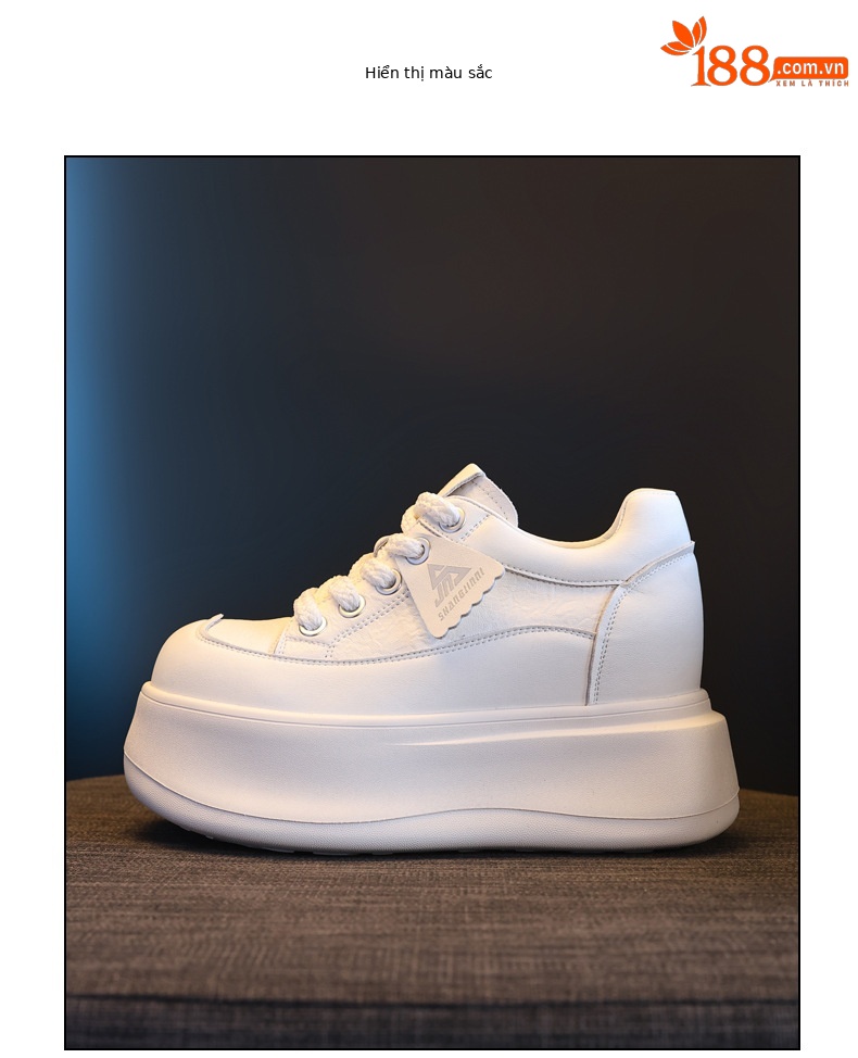 Giày sneaker nữ đế dày tăng chiều cao siêu nhẹ phong cách thể thao — màu trắng chi tiết 12
