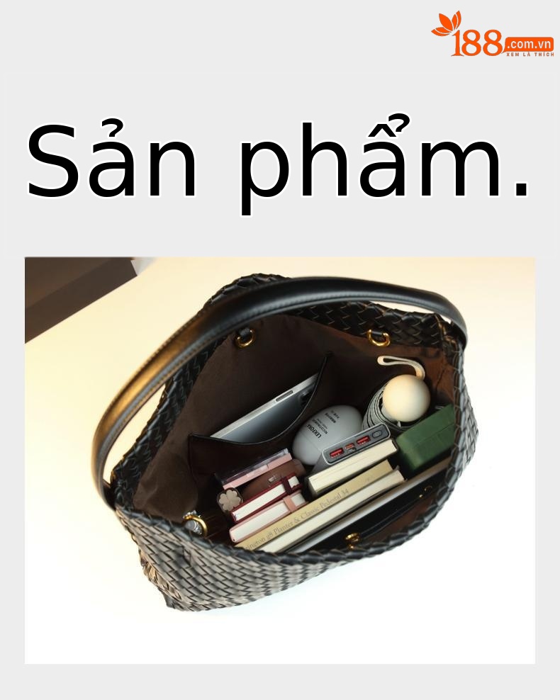 Túi tote da nữ đáy rộng phong cách BV dệt chéo — đen, Rượu vang đỏ, Màu xanh lá cây, Xám mờ chi tiết 6