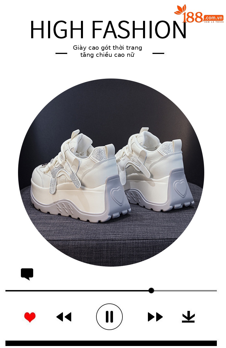 Giày sneaker nữ đế dày phong cách thể thao tăng chiều cao — 5008 lót đơn trắng, 5008 lót đơn xám, 5008-1 lót lông trắng, 5008-1 lót lông xám chi tiết 4