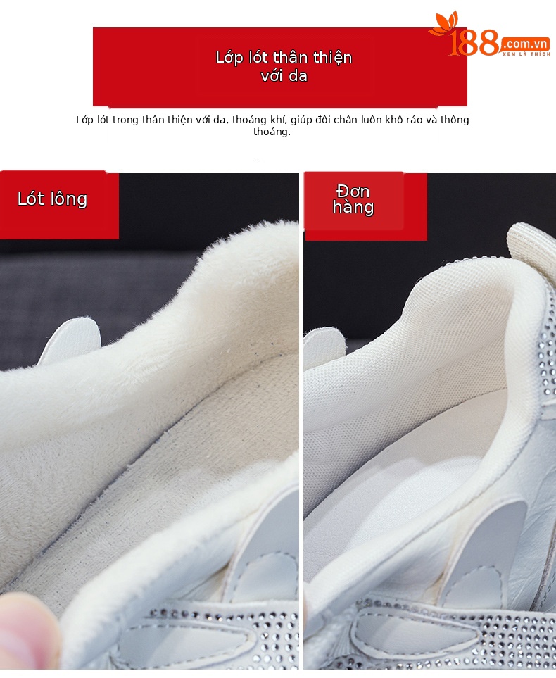 Giày sneaker nữ đế dày phong cách thể thao tăng chiều cao — 5008 lót đơn trắng, 5008 lót đơn xám, 5008-1 lót lông trắng, 5008-1 lót lông xám chi tiết 7