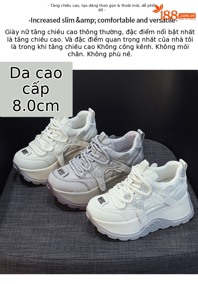 Giày sneaker nữ đế dày phong cách thể thao tăng chiều cao — 5008 lót đơn trắng, 5008 lót đơn xám, 5008-1 lót lông trắng, 5008-1 lót lông xám chi tiết 2