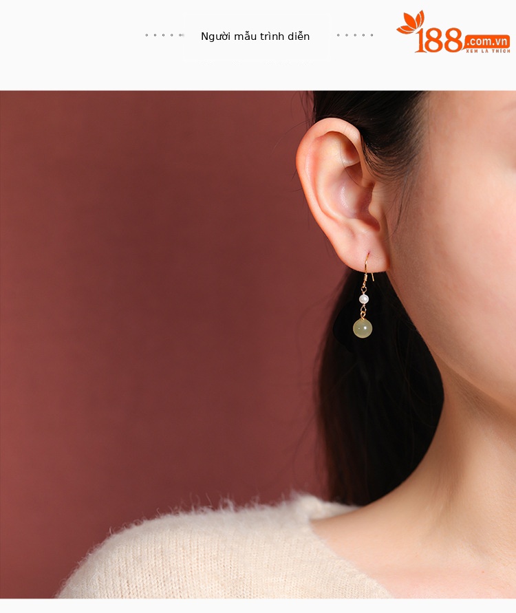 Khuyên tai bạc S925 mạ vàng đính ngọc trai dài — Cặp đôi chi tiết 3