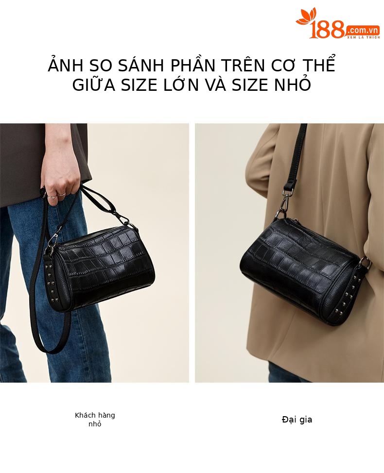 Túi đeo chéo nữ da thật phong cách thời trang cao cấp, kiểu dáng nhỏ gọn — Lớn gạo trắng chi tiết 8