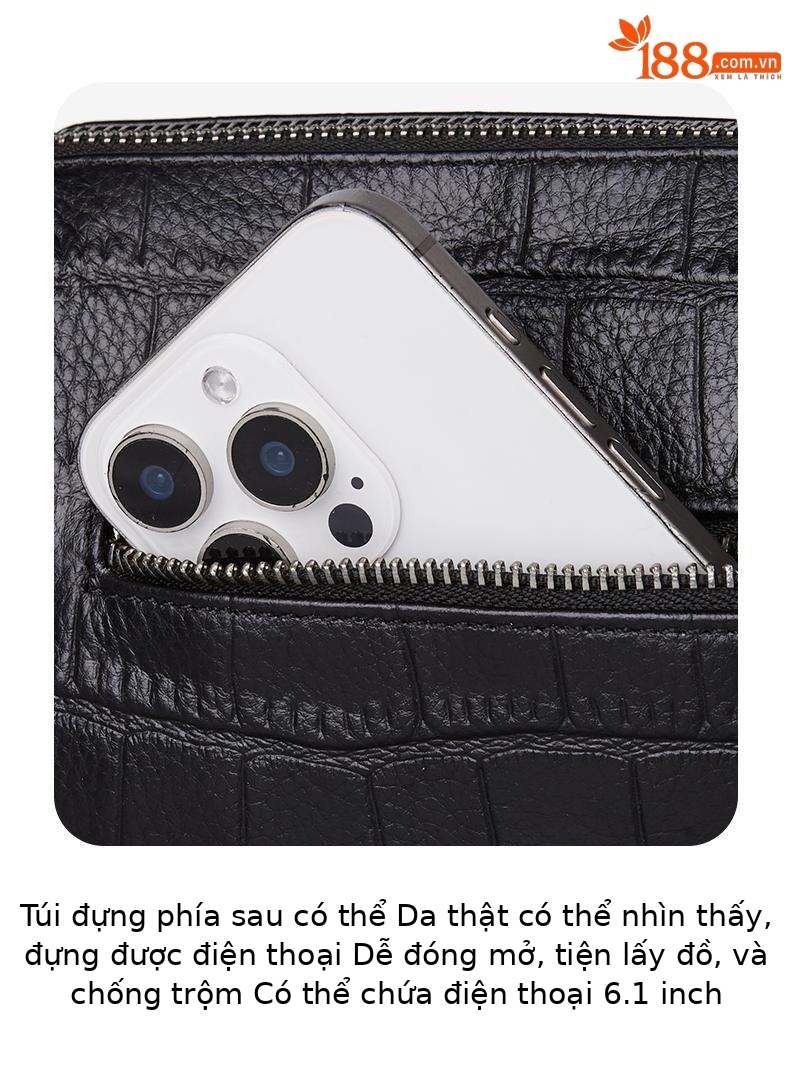 Túi đeo chéo nữ da thật phong cách thời trang cao cấp, kiểu dáng nhỏ gọn — Lớn gạo trắng chi tiết 14