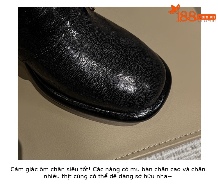 Giày cao gót nữ loafer da cừu gót vuông 7 cm — màu nâu chi tiết 2