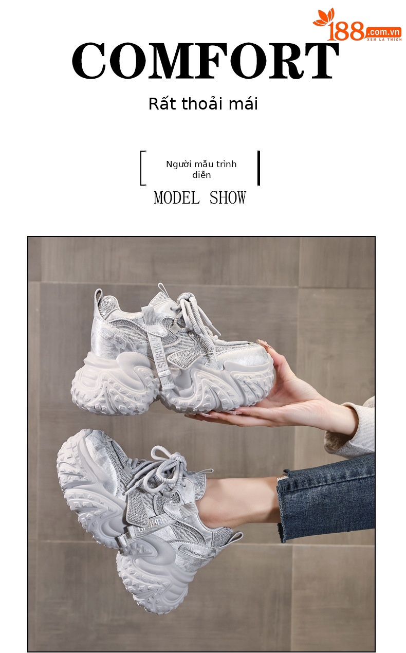 Giày sneaker nữ đế dày tăng chiều cao, lưới thoáng khí, phong cách thể thao — màu hồng chi tiết 10