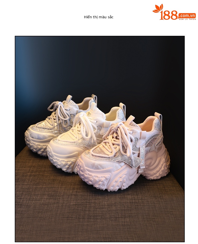 Giày sneaker nữ đế dày tăng chiều cao, lưới thoáng khí, phong cách thể thao — màu hồng chi tiết 17