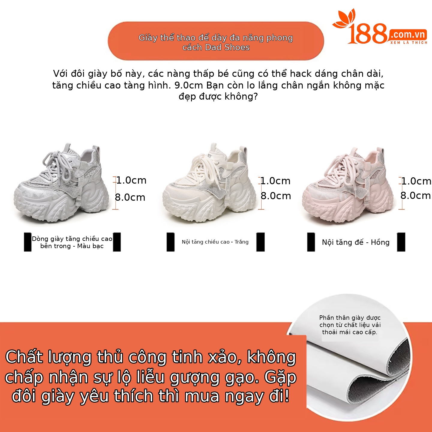 Giày sneaker nữ đế dày tăng chiều cao, lưới thoáng khí, phong cách thể thao — màu hồng