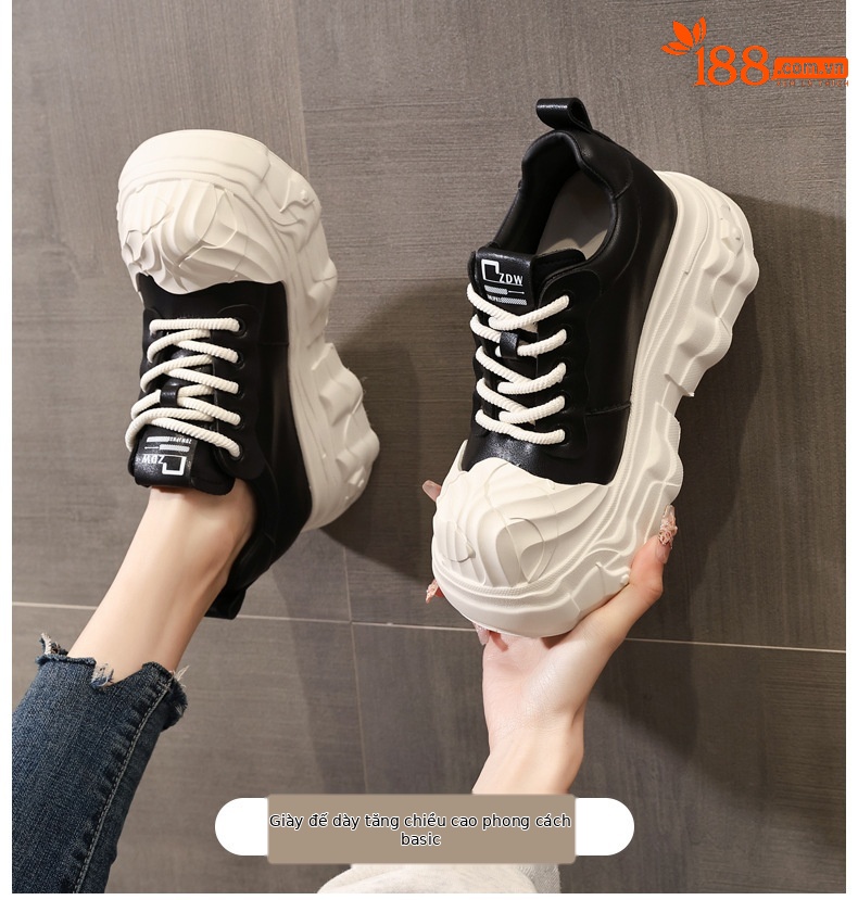 Giày sneaker nữ đế dày tăng chiều cao siêu mềm trắng — màu trắng chi tiết 1
