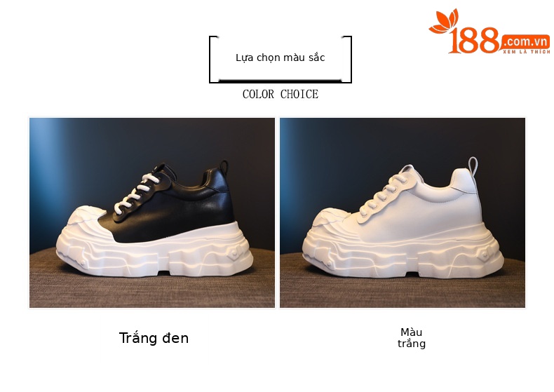 Giày sneaker nữ đế dày tăng chiều cao siêu mềm trắng — màu trắng chi tiết 2