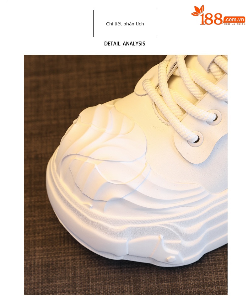 Giày sneaker nữ đế dày tăng chiều cao siêu mềm trắng — màu trắng chi tiết 7