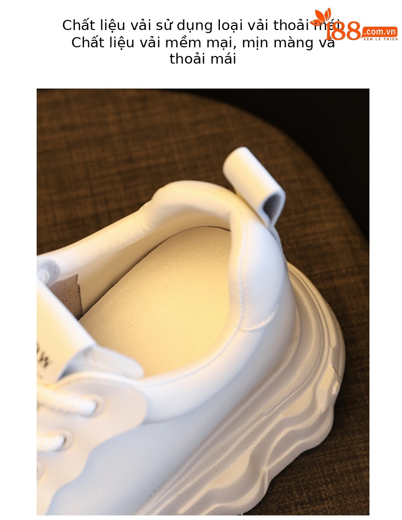 Giày sneaker nữ đế dày tăng chiều cao siêu mềm trắng — màu trắng chi tiết 8