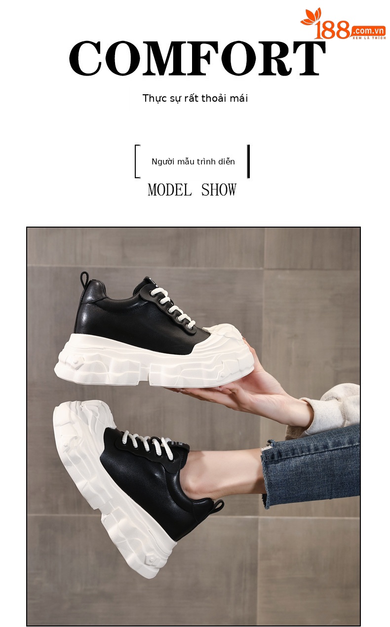 Giày sneaker nữ đế dày tăng chiều cao siêu mềm trắng — màu trắng chi tiết 11