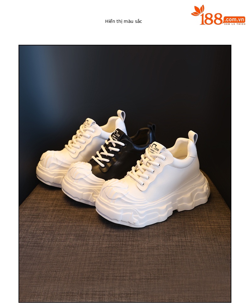 Giày sneaker nữ đế dày tăng chiều cao siêu mềm trắng — màu trắng chi tiết 18
