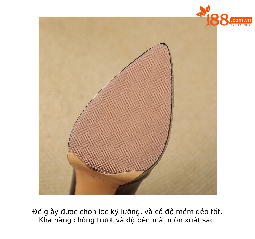 Giày cao gót mũi nhọn phong cách Pháp cổ điển, đế platform dày, gót nhọn 9 cm, không mỏi chân — màu nâu, màu đen chi tiết 22