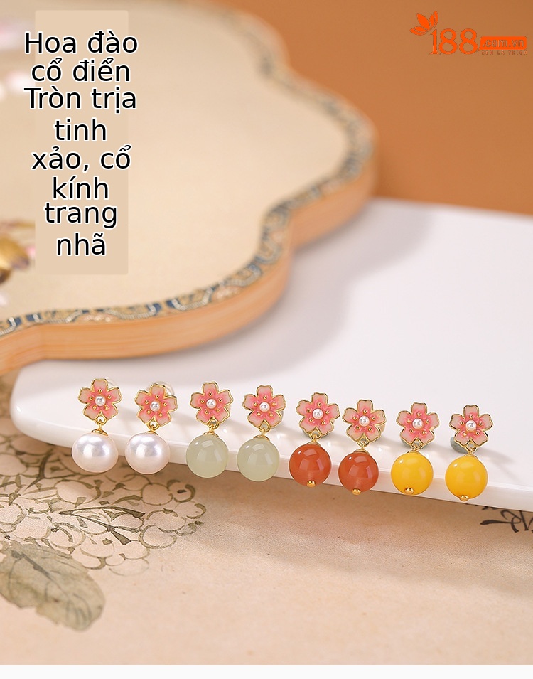 Bông tai bạc S925 mạ vàng đính đá thủy ngọc mật ong hình giọt nước — Mật ong sáp chi tiết 1