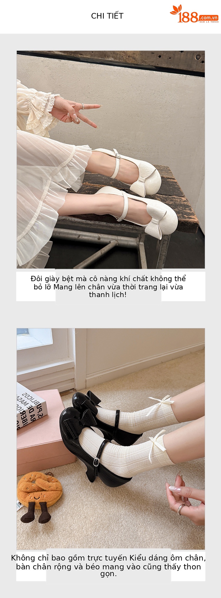 Giày Mary Jane nữ mũi tròn, quai ngang có khóa, phối váy phong cách Pháp — màu đen chi tiết 6