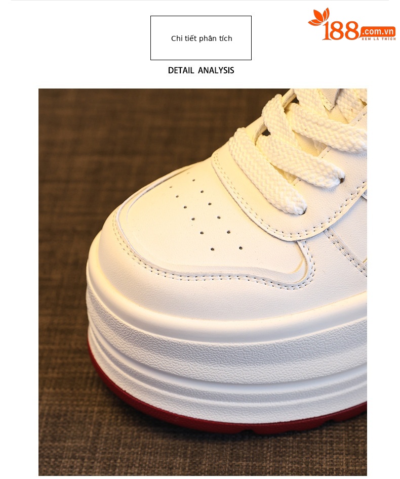 Giày sneaker nữ đế dày tăng chiều cao, phối màu trắng basic, đế bánh mì êm ái — màu sắc chi tiết 7