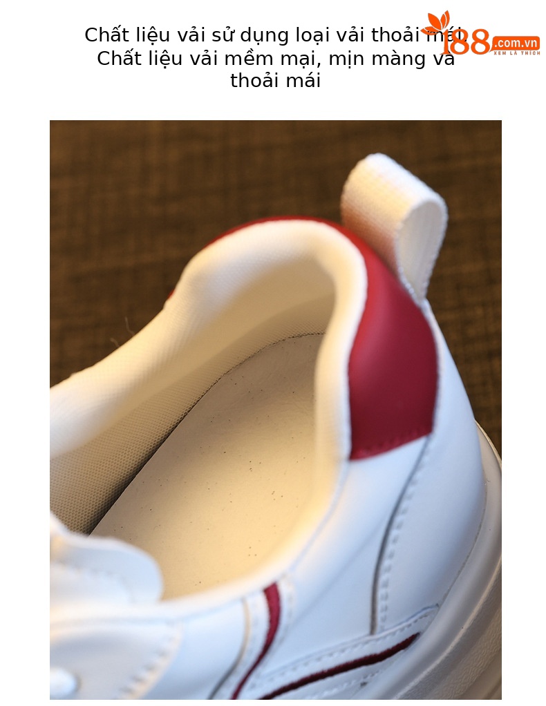 Giày sneaker nữ đế dày tăng chiều cao, phối màu trắng basic, đế bánh mì êm ái — màu sắc chi tiết 8