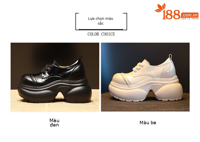 Giày lười nữ đế tăng chiều cao phong cách Hàn Quốc mũi vuông — màu be chi tiết 2