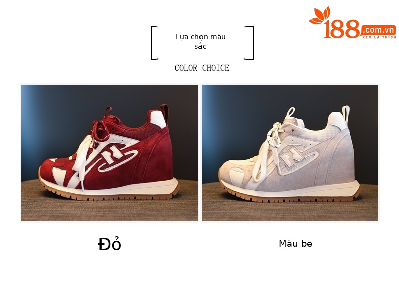 Giày sneaker nữ đế dày tăng chiều cao phong cách thể thao — màu be chi tiết 2