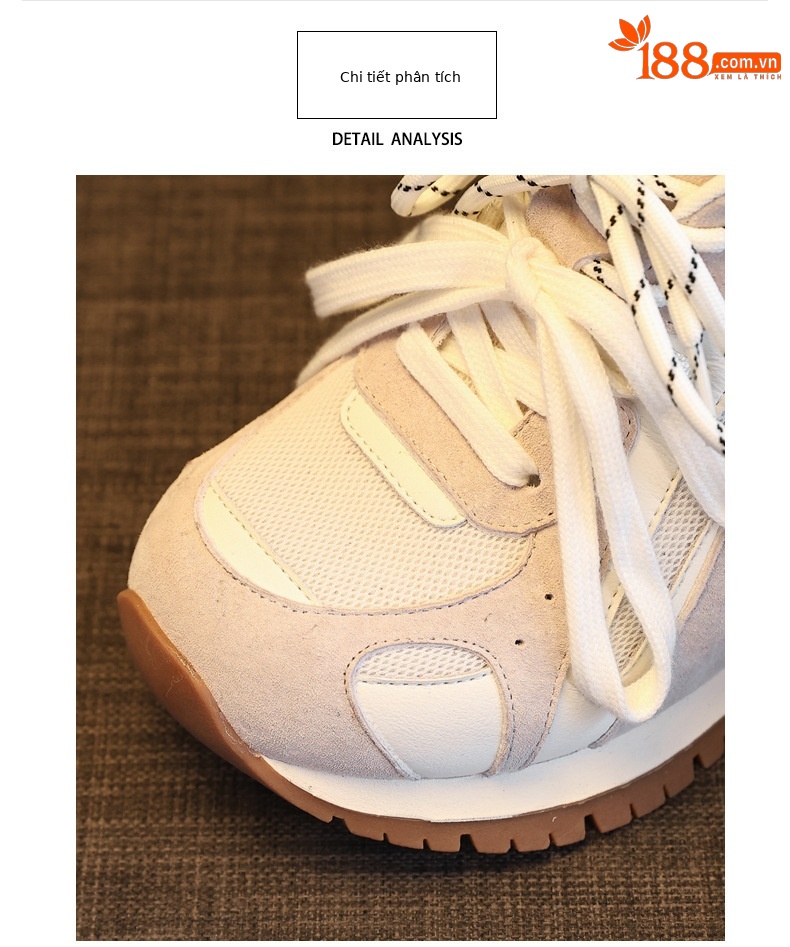 Giày sneaker nữ đế dày tăng chiều cao phong cách thể thao — màu be chi tiết 7