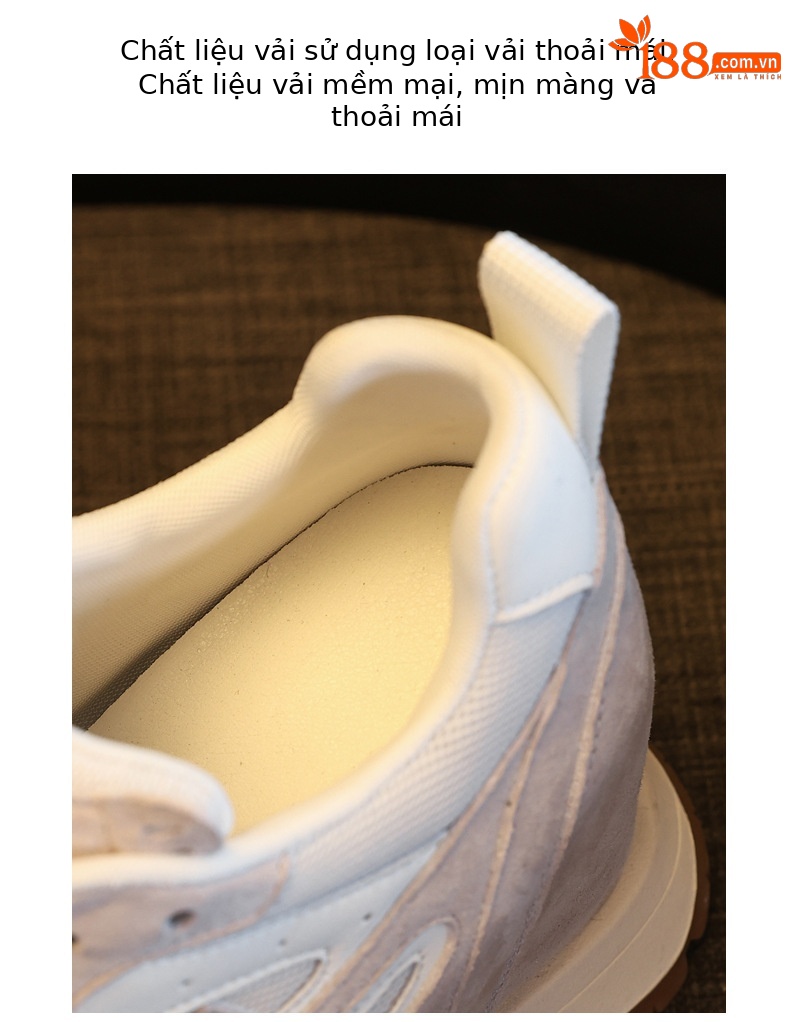 Giày sneaker nữ đế dày tăng chiều cao phong cách thể thao — màu be chi tiết 8