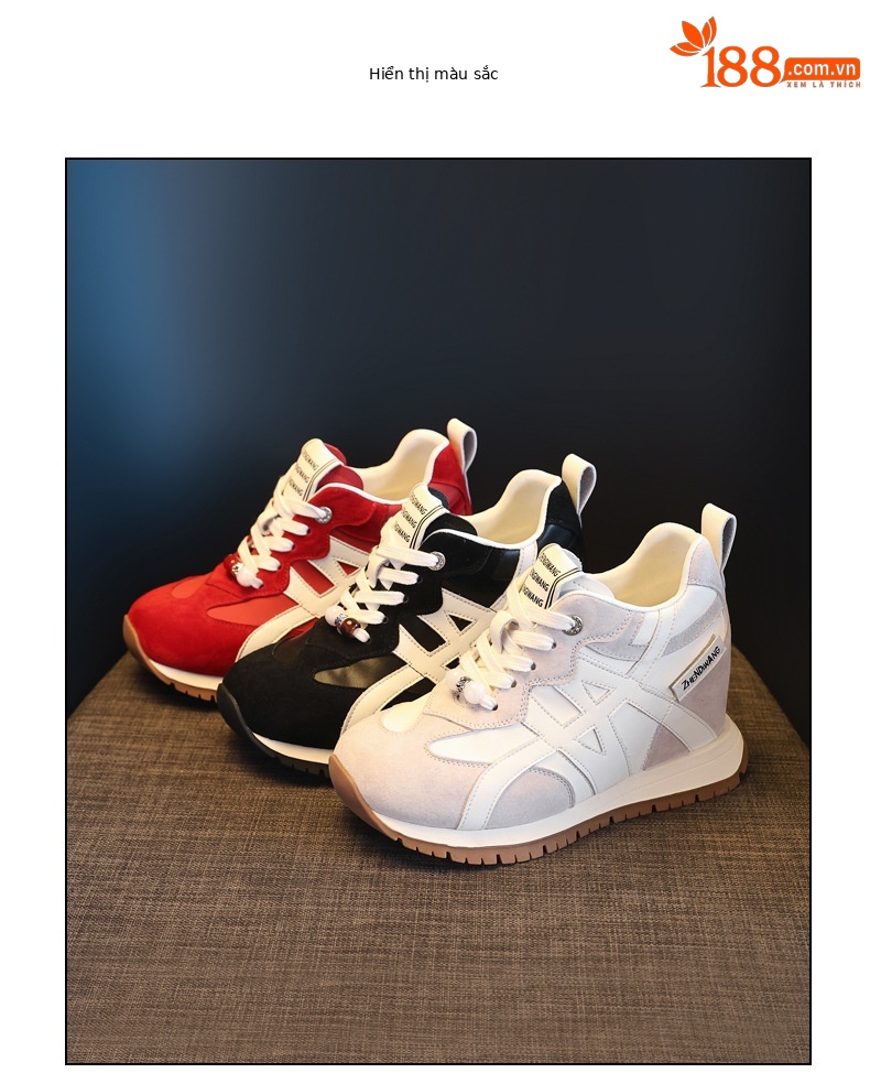 Giày sneaker nữ đế dày tăng chiều cao phong cách Token Forrest đế mềm — màu be chi tiết 17