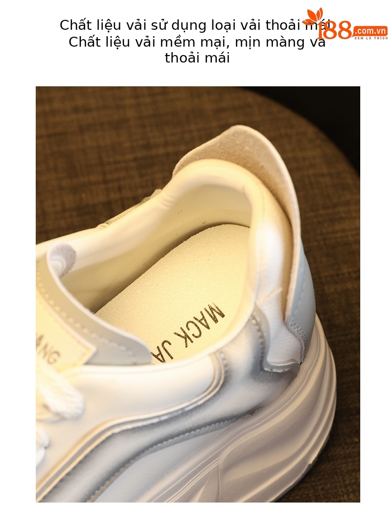 Giày sneaker nữ đế dày tăng chiều cao phong cách vintage — màu đen chi tiết 8