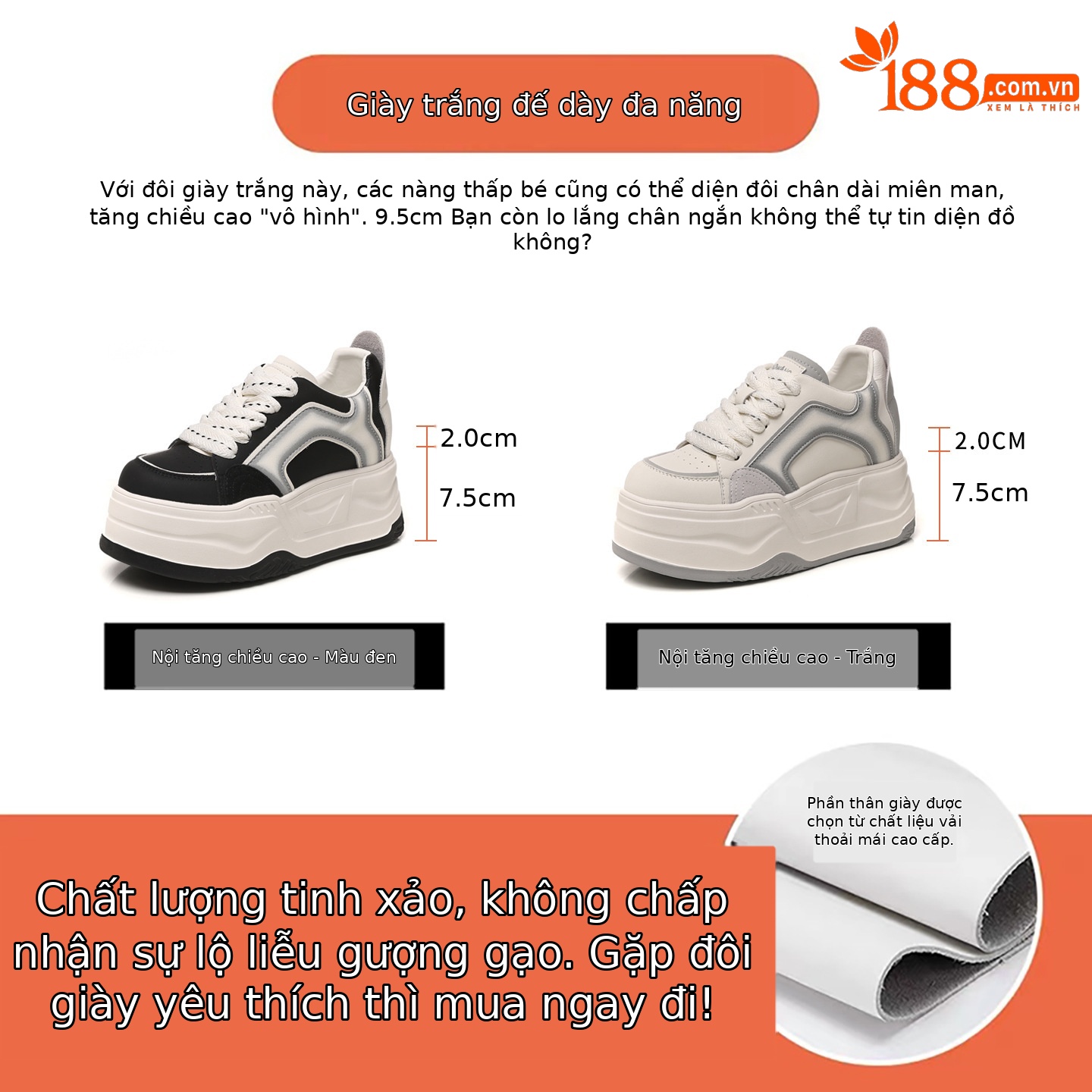 Giày sneaker nữ đế dày tăng chiều cao phong cách vintage — màu đen