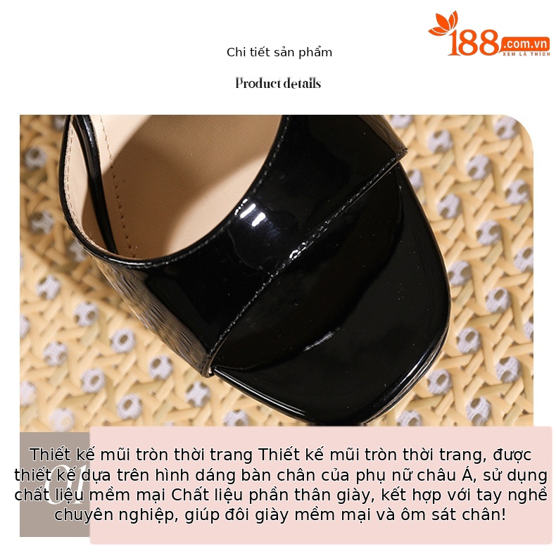 Sandal cao gót nữ mũi tròn quai ngang gót nhọn 12 cm — Nude-12cm chi tiết 3