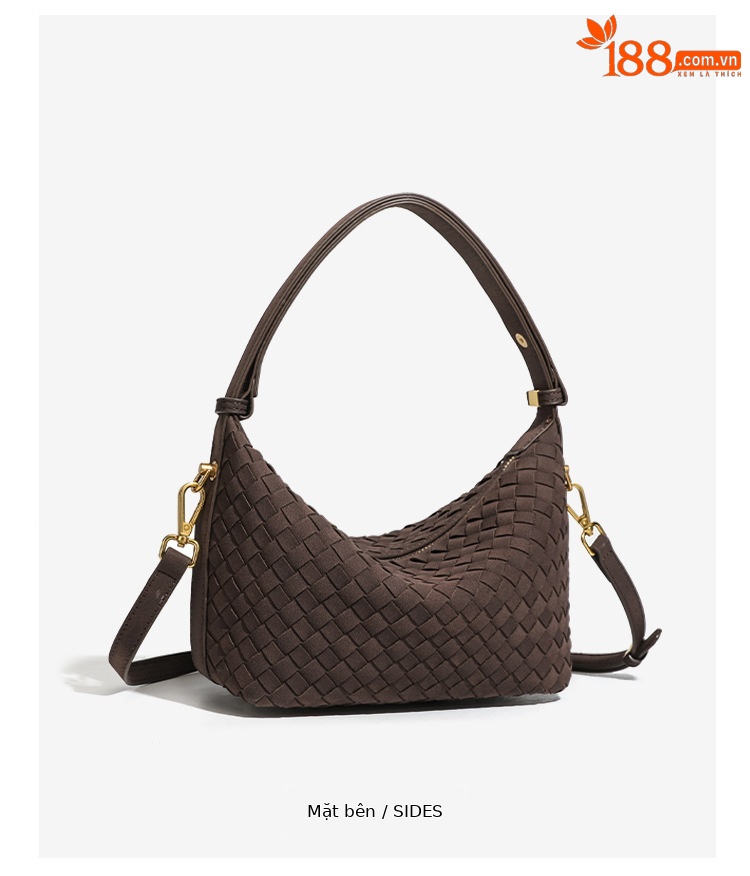 Túi bucket nữ dệt hộp cơm phong cách vintage mùa thu đông, đeo chéo hoặc xách tay chi tiết 19