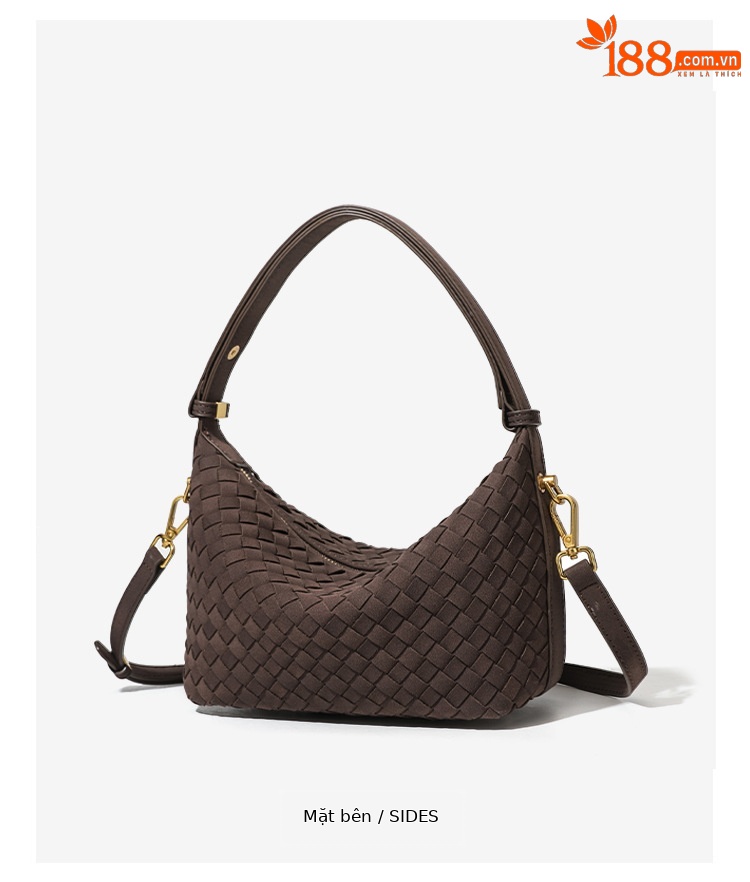 Túi bucket nữ dệt hộp cơm phong cách vintage mùa thu đông, đeo chéo hoặc xách tay chi tiết 20