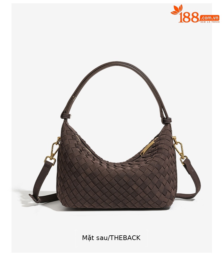 Túi bucket nữ dệt hộp cơm phong cách vintage mùa thu đông, đeo chéo hoặc xách tay chi tiết 22