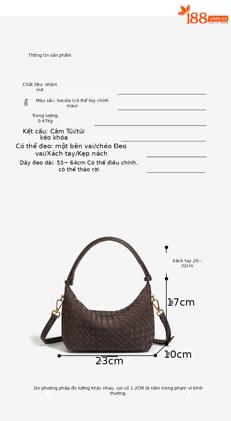 Túi bucket nữ dệt hộp cơm phong cách vintage mùa thu đông, đeo chéo hoặc xách tay chi tiết 14